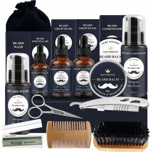 Набор для ухода за бородой 13 в 1 Premium - Шампунь, Кондиционер, 3 Масла, Бальзам, Дермароллер, Бритва и Аксессуары в Подарочной Коробке Набор для ухода за бородой 13 в 1 Premium - Шампунь, Кондиционер, 3 Масла, Бальзам, Дермароллер, Бритва и Аксессуары в Подарочной Коробке