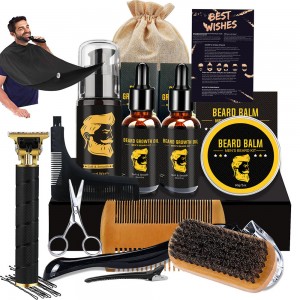 Набор для ухода и роста бороды 15 в 1 - Professional Beard Kit с триммером и мезороллером Набор для ухода и роста бороды 15 в 1 - Professional Beard Kit с триммером и мезороллером